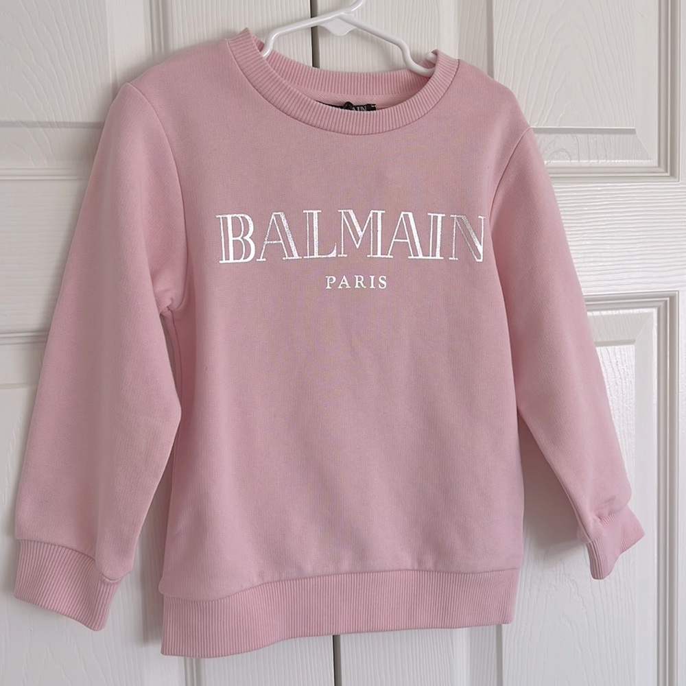 NWT BALMAIN pink logo girls size 4 sweater